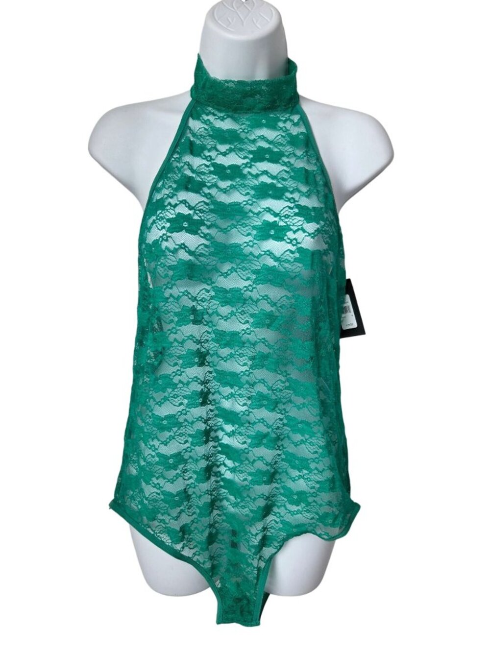 Fredericks Of Hollywood Margarita Green Lace Halter Bodysuit 1X